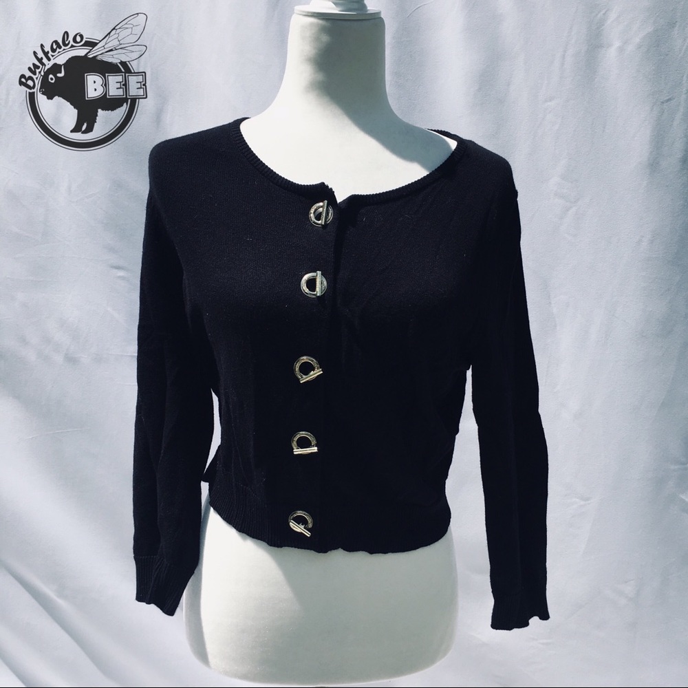 Calvin Klein cardigan with engraved gold clasps M